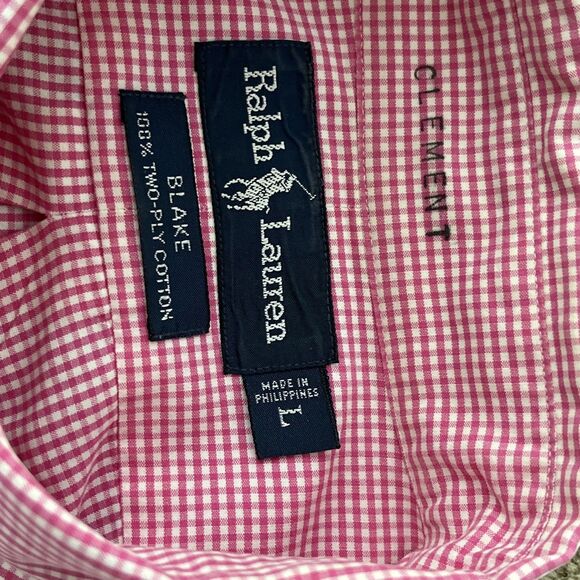 VTG NWOT‎ 90s Ralph Lauren Mens Shirt L Blake 100% Two-Ply Cotton Gingham Check - Picture 3 of 14
